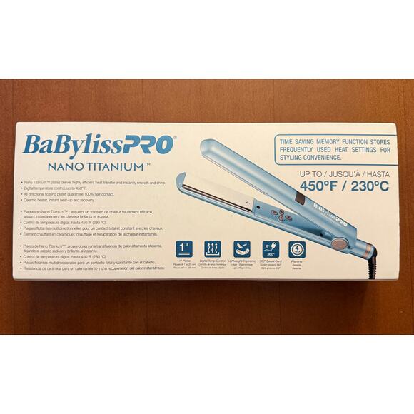 New BaByliss PRO Nano Titanium Flat Iron 1" Digital Ionic Hair Straightener 450° - Picture 2 of 7
